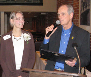 Trudell accepts award from the Mayor of San Jose, Chuck Reed